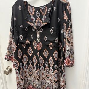 Roz & Ali Black and Orange Geometric Tunic